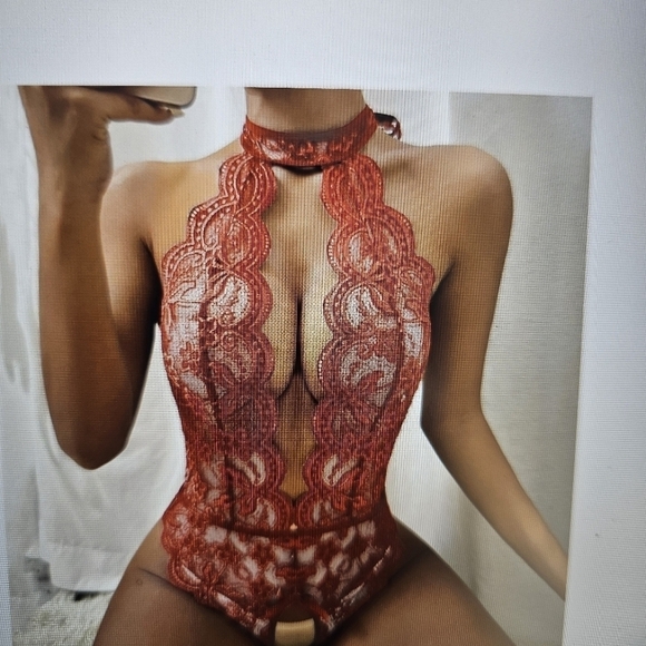 NEW Poteti Crotchless Red Lace Backless Bodysuit XXXL - Picture 1 of 10
